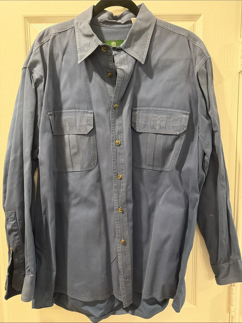 Schnee’s Men's Long-Sleeve Casual Button-Down Shirt in Dusty Blue XL